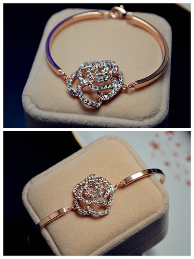 Korean Design Style Crystal Five Chain Bracelet For Women Pearl Flower Charm Jewelry