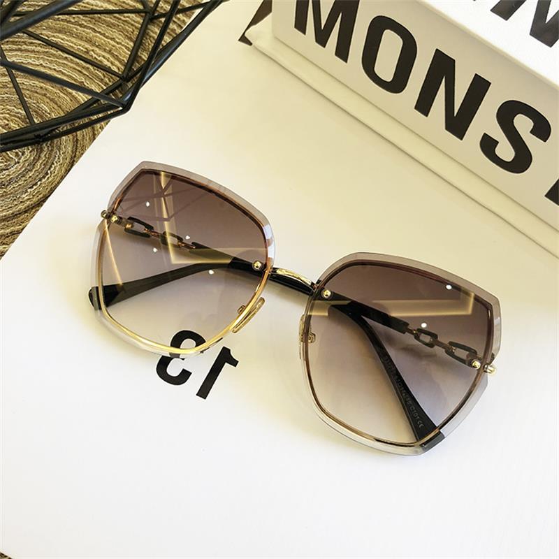 Famous Brand Design Rimless Women Sunglasses Luxury Glasses Lady Sun glass Woman 2023 Gradient Pink Blue Lens Eyeglasses Square