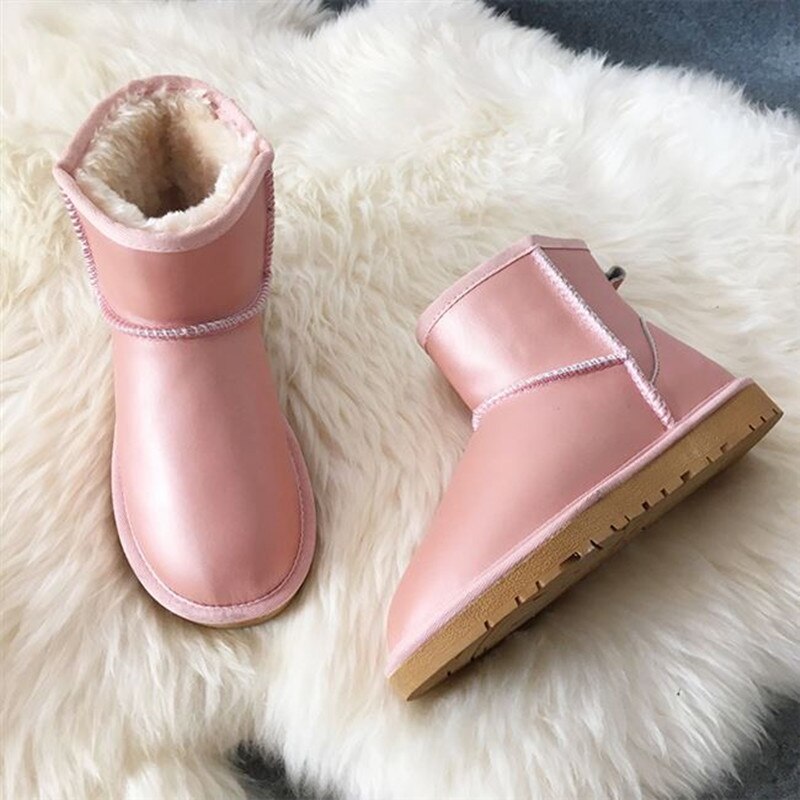 Hot Sale Snow Boots Women Waterproof Genuine Leather Ankle 100% Natural Wool Lined Winter Warm Shoes Rubber Boots Plus 35-44