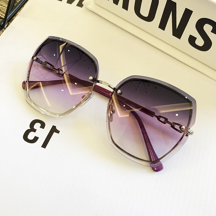 Famous Brand Design Rimless Women Sunglasses Luxury Glasses Lady Sun glass Woman 2023 Gradient Pink Blue Lens Eyeglasses Square