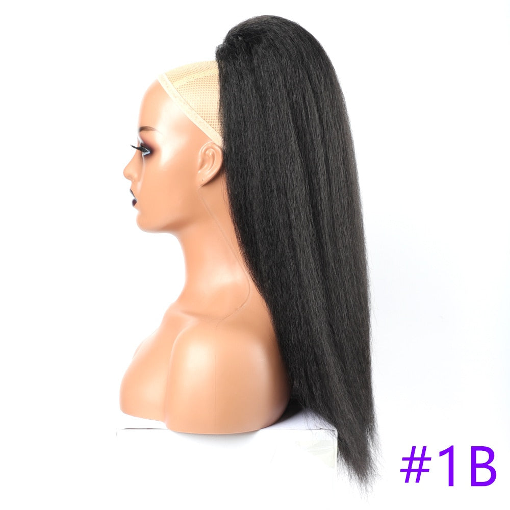 High Puff Afro Kinky Straight Ponytail Synthetic Black Woman Hair Drawstring Ponytail Long Hair Extension Ponytail For Women