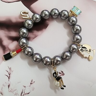 Korean Design Style Crystal Five Chain Bracelet For Women Pearl Flower Charm Jewelry