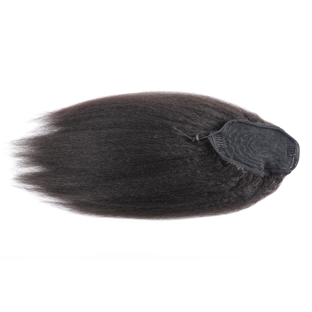 High Puff Afro Kinky Straight Ponytail Synthetic Black Woman Hair Drawstring Ponytail Long Hair Extension Ponytail For Women