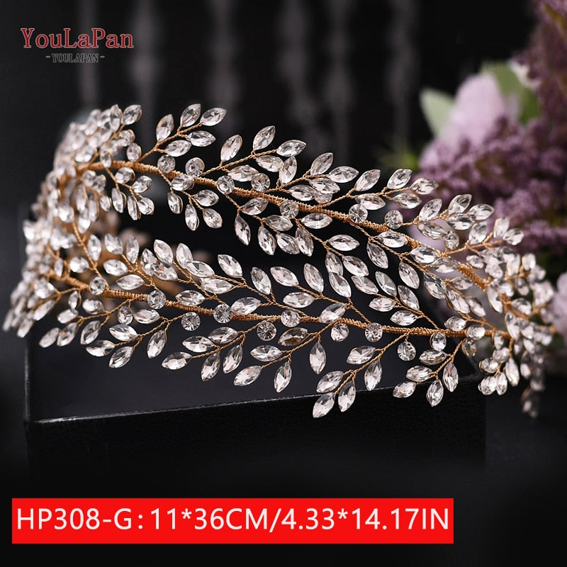 YouLaPan HP240 Luxury Bridal Crown Wedding Hair Accessories Bridal Tiara and Headdress Rhinestone Headband for Women Headpiece