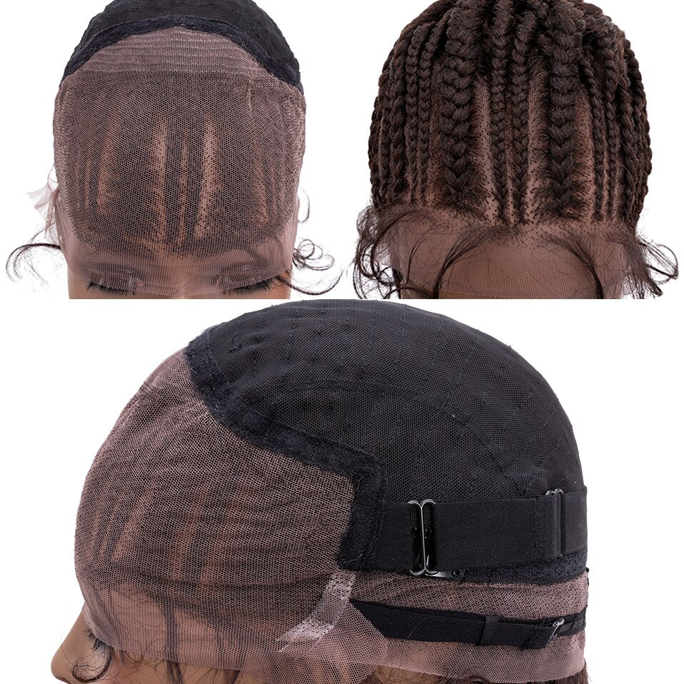 My-Lady Synthetic 25inch Braided Lace Front Wig Box Braids Wig With Baby Hair Tied Up Cornrow Braids Lace Wigs Frontal Afro Wig