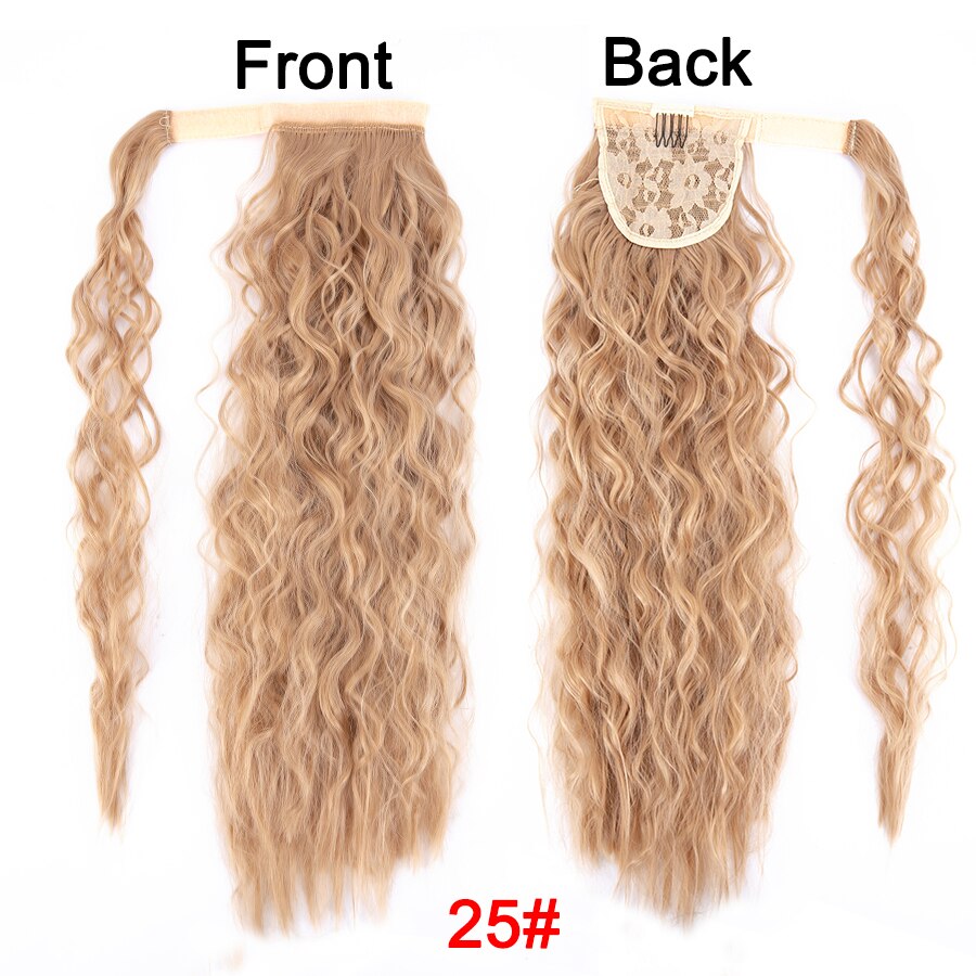 Synthetic Corn Wavy Ponytail 22Inch Long Curly Ponytail Wrap On Clip Hair Extensions Ombre Blonde Brown Fack Ponytail Hairpieces