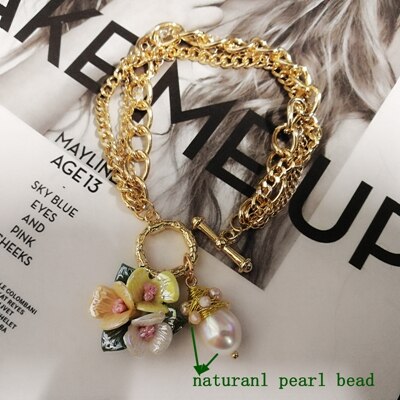 Korean Design Style Crystal Five Chain Bracelet For Women Pearl Flower Charm Jewelry