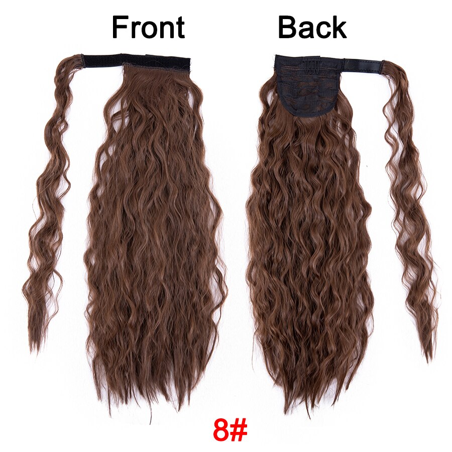 Synthetic Corn Wavy Ponytail 22Inch Long Curly Ponytail Wrap On Clip Hair Extensions Ombre Blonde Brown Fack Ponytail Hairpieces