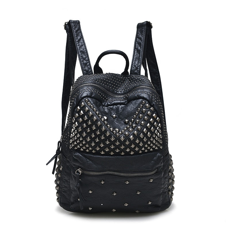 2023 New Fashion Women Backpacks Washed Leather Backpacks Lady Girls Travel Women Bags Rivet Backpacks Student School Bag Hot