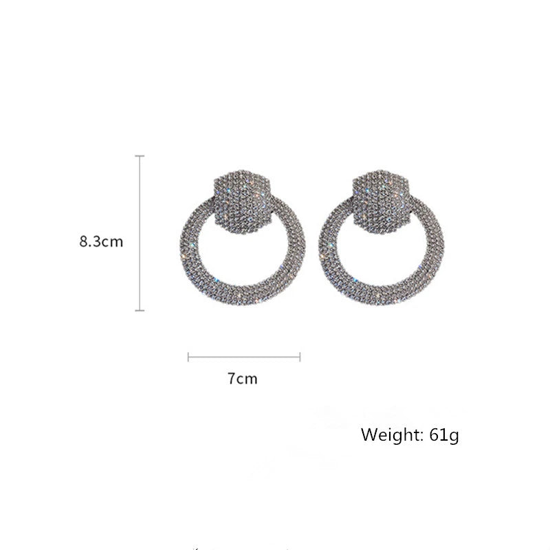 FYUAN Fashion Geometric Crystal Dangle Earrings for Women Oversize Round Rhinestones Earrings Party Jewelry Gifts