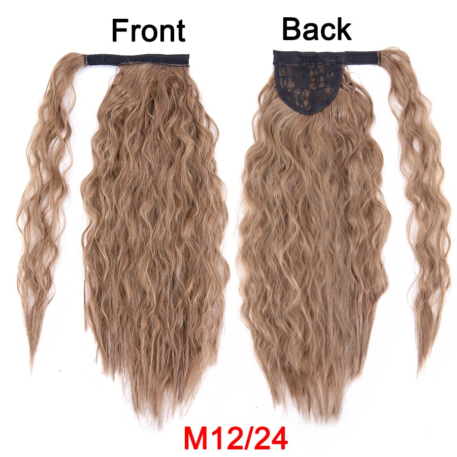 Synthetic Corn Wavy Ponytail 22Inch Long Curly Ponytail Wrap On Clip Hair Extensions Ombre Blonde Brown Fack Ponytail Hairpieces