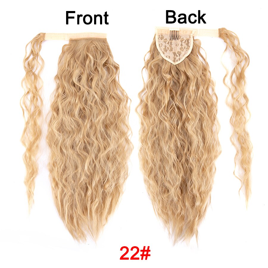 Synthetic Corn Wavy Ponytail 22Inch Long Curly Ponytail Wrap On Clip Hair Extensions Ombre Blonde Brown Fack Ponytail Hairpieces