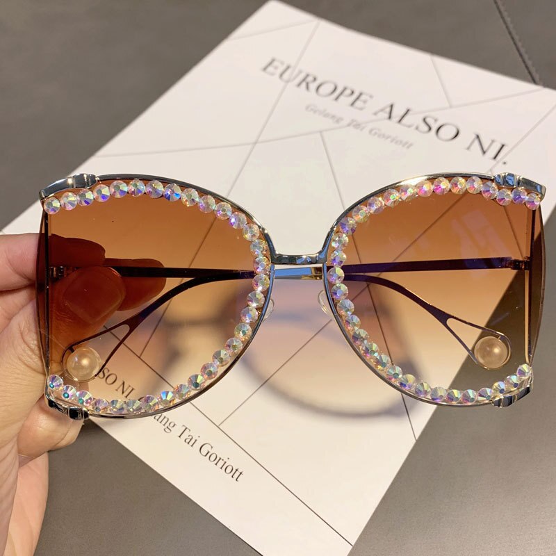 2023 Sunglasses Women Oversized  Bling Diamond y2k Fashion Design Sun glasses Ladies Luxury Glasses Vintage Shades Bulk Oculos