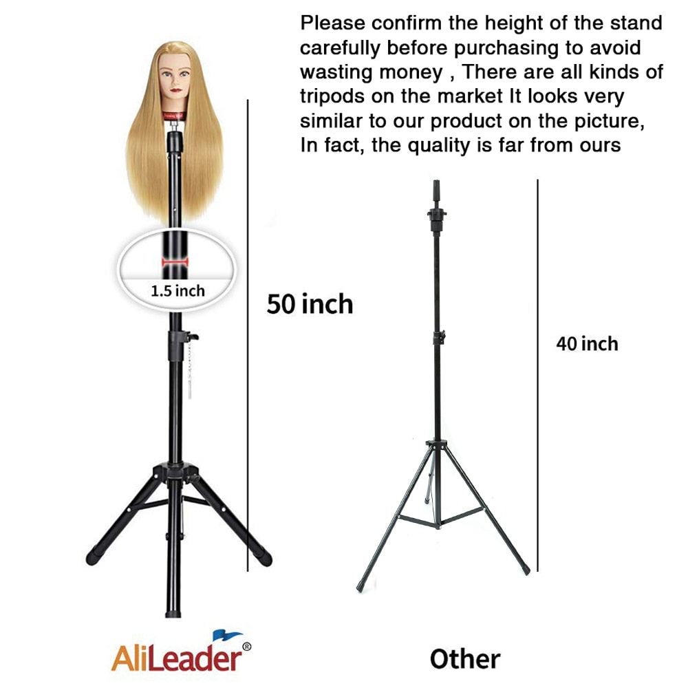 Alileader 2022 New Adjustable Mannequin Head Tripod Black Gold 125 Cm Canvas Mannequin Head Wig Stand Tripod Wig Making Kit штат