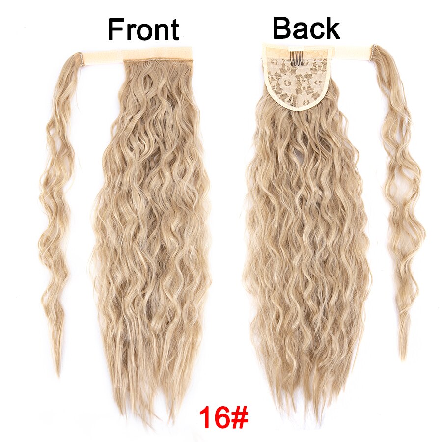 Synthetic Corn Wavy Ponytail 22Inch Long Curly Ponytail Wrap On Clip Hair Extensions Ombre Blonde Brown Fack Ponytail Hairpieces
