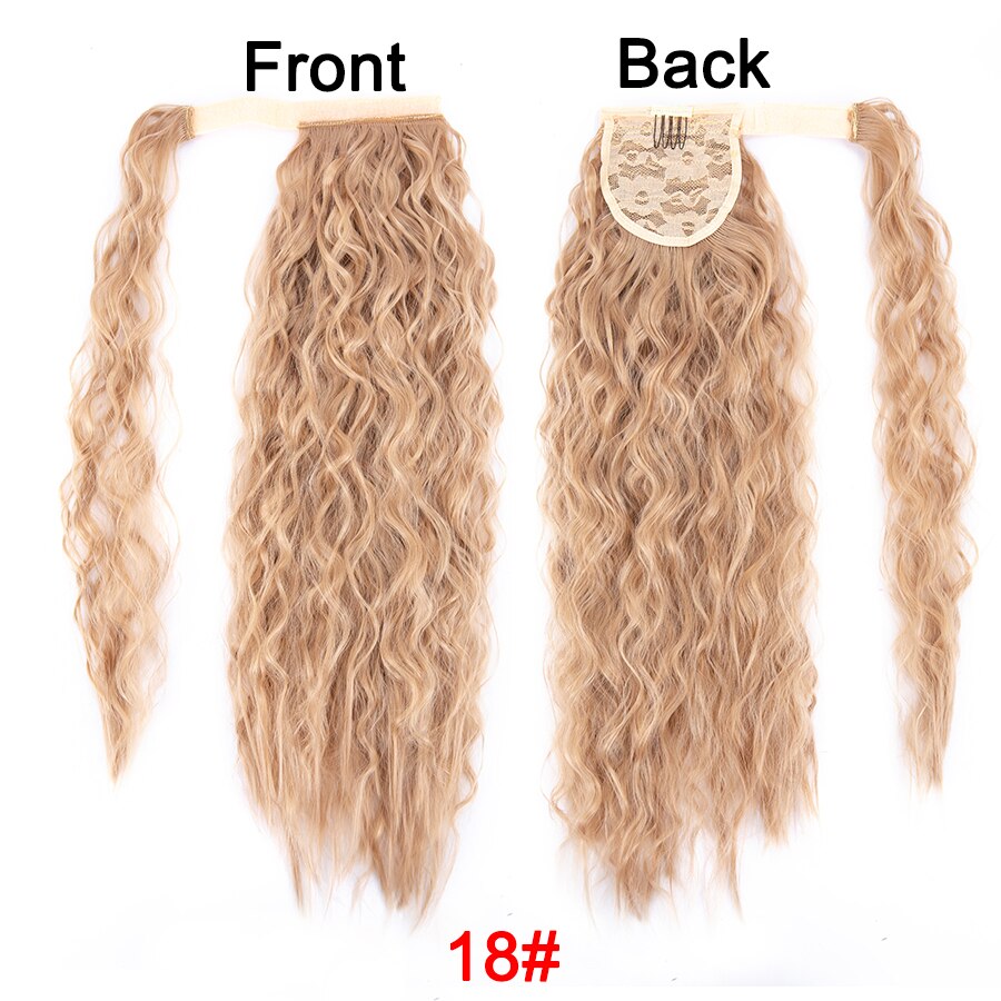 Synthetic Corn Wavy Ponytail 22Inch Long Curly Ponytail Wrap On Clip Hair Extensions Ombre Blonde Brown Fack Ponytail Hairpieces