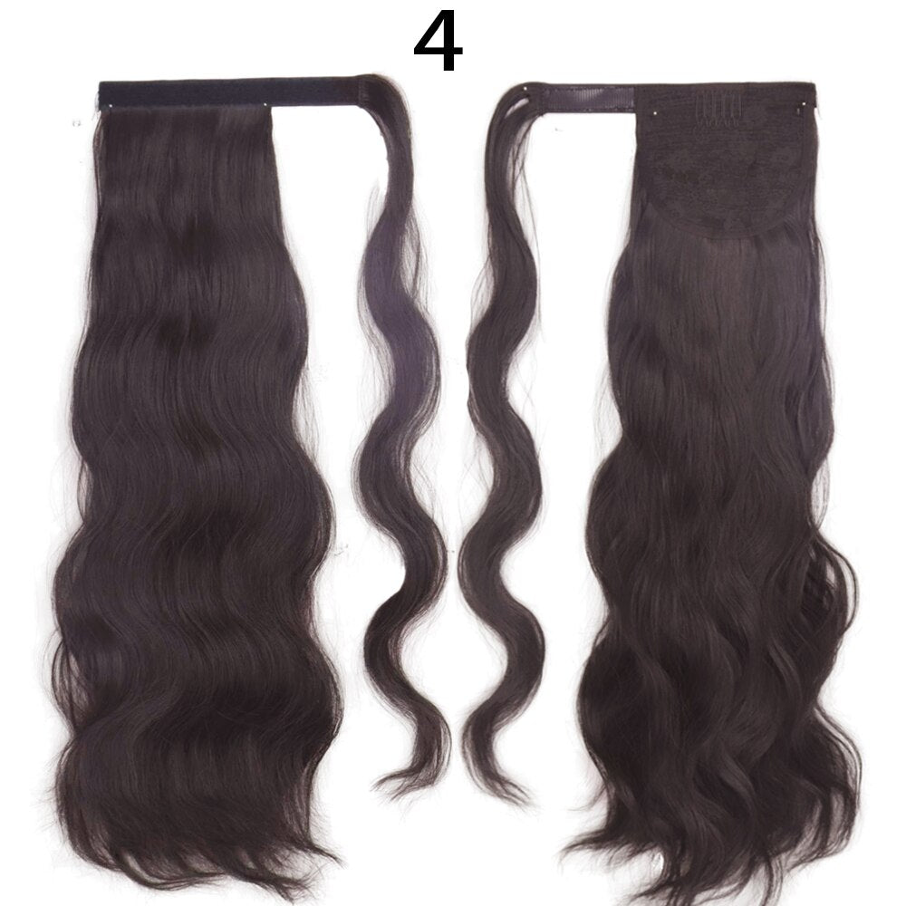 MerisiHair Synthetic Ponytail Extension Long Black Drawstring Wavy Ponytail Hair African American for Women Body Wavy Ponytail