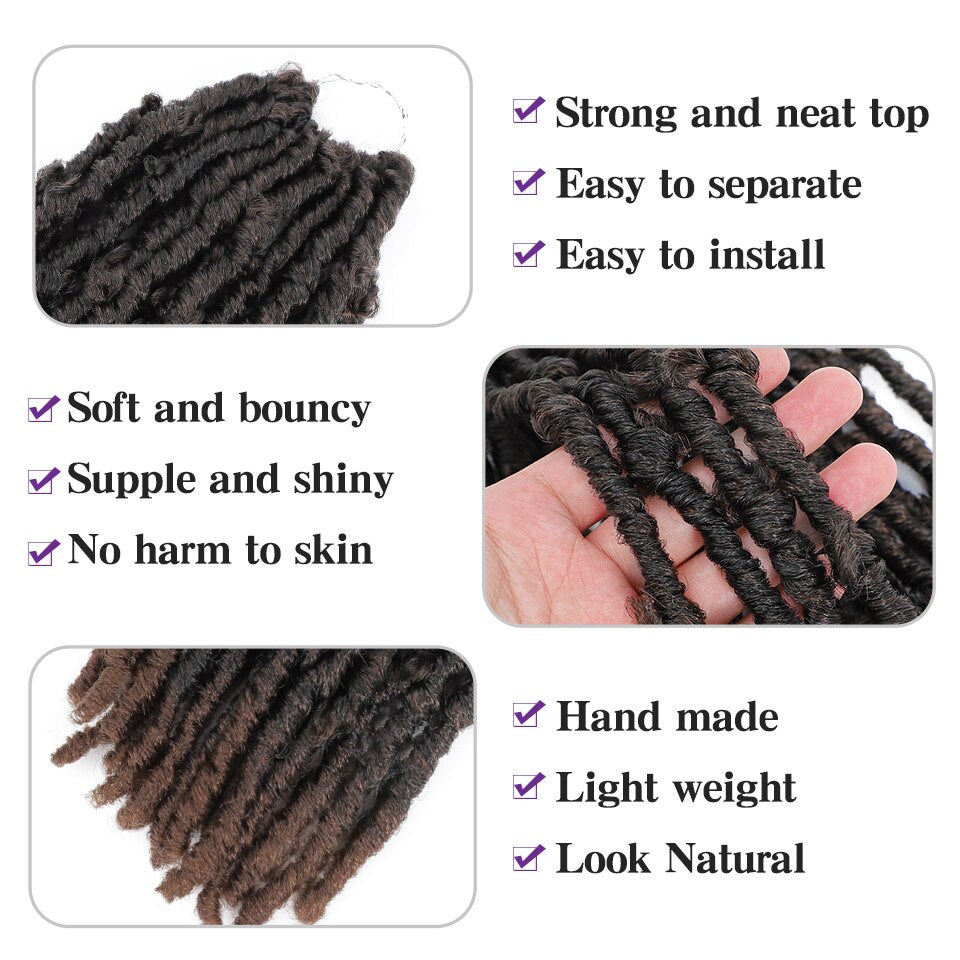 Butterfly Locs Crochet Braids Hair 14'' 18'' Distressed Faux Locs Crochet Hair 16Strands/pack Locs Pre-Twist Braiding Faersa