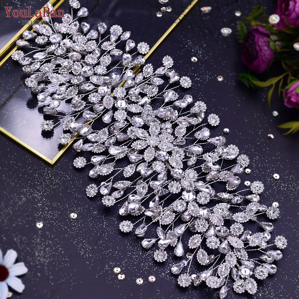 YouLaPan HP409 Wedding Woman Tiara Headdresses for Bridal Headband Wedding Hair Accessories Luxury Rhinestone Bride Headwear
