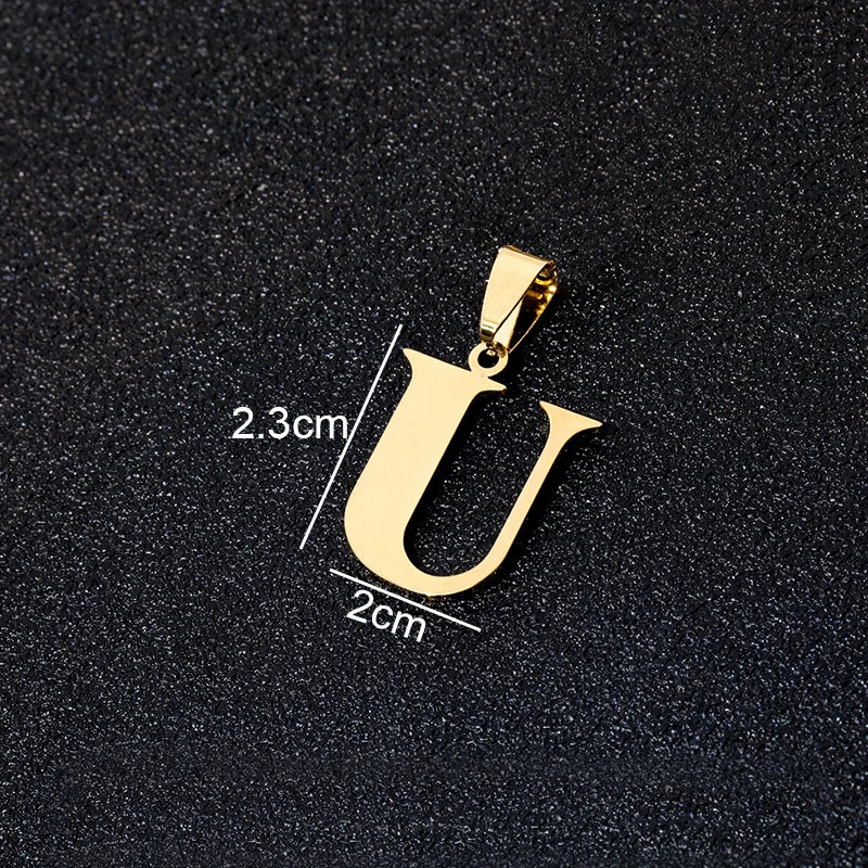 SONYA A To Z Stainless Steel 26 Letters Initial Pendant For Women Alphabet  DIY Pendants Friends Family Gifts