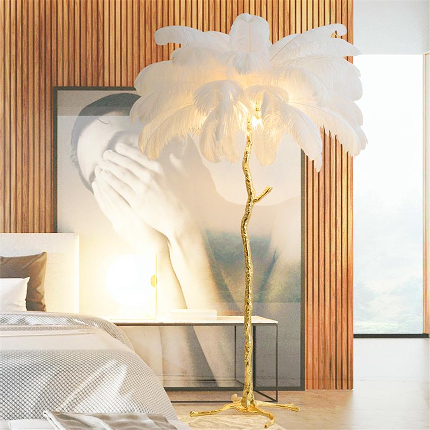 Nordic Floor Lamps Feather Living Room LED Dining Room Bedroom Modern Lamp Stand Interior Lighting Art Floor Light Standing Lamp