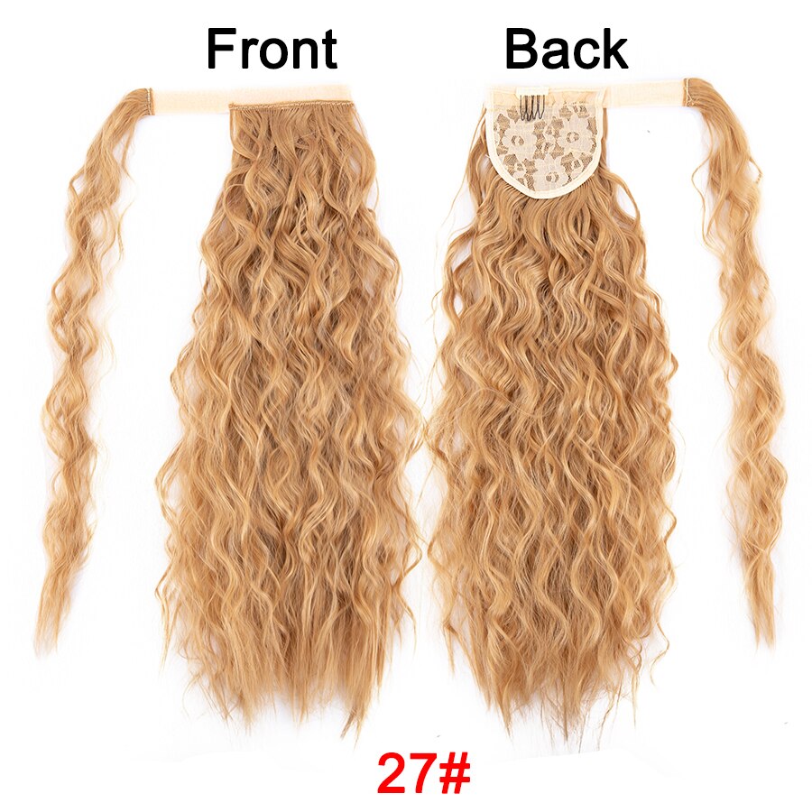Synthetic Corn Wavy Ponytail 22Inch Long Curly Ponytail Wrap On Clip Hair Extensions Ombre Blonde Brown Fack Ponytail Hairpieces