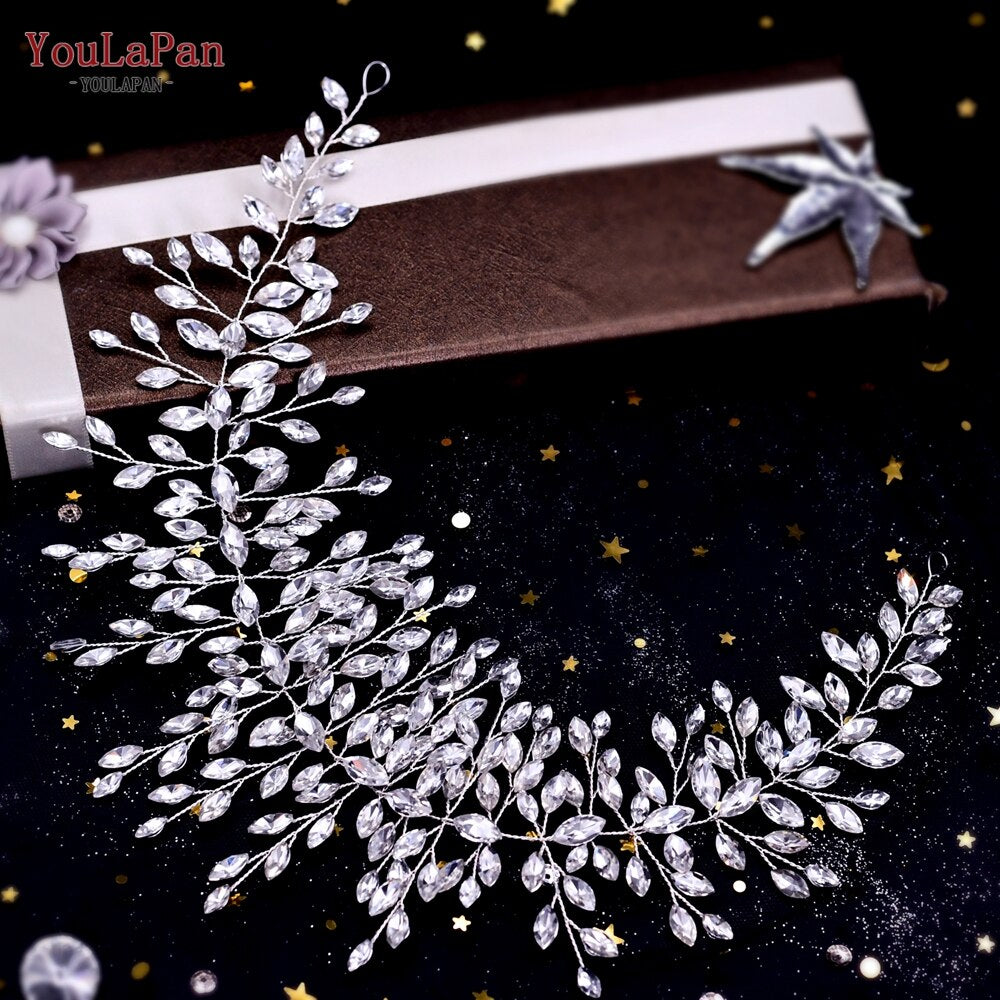 YouLaPan HP409 Wedding Woman Tiara Headdresses for Bridal Headband Wedding Hair Accessories Luxury Rhinestone Bride Headwear