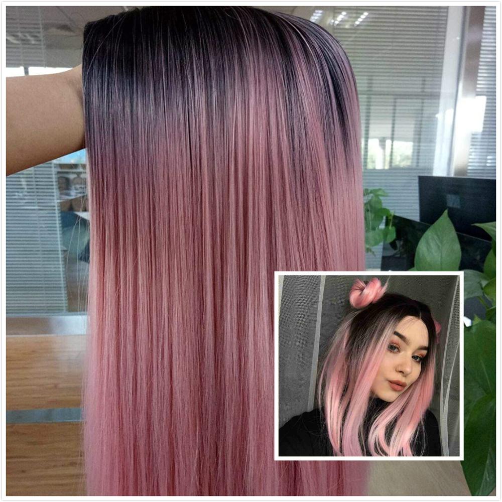 FAVE Ombre Black Purple/Blonde/Grey/Flax Brown/ Straight Synthetic Wig Shoulder Length Middle Part Cosplay For Women's Daily Wig