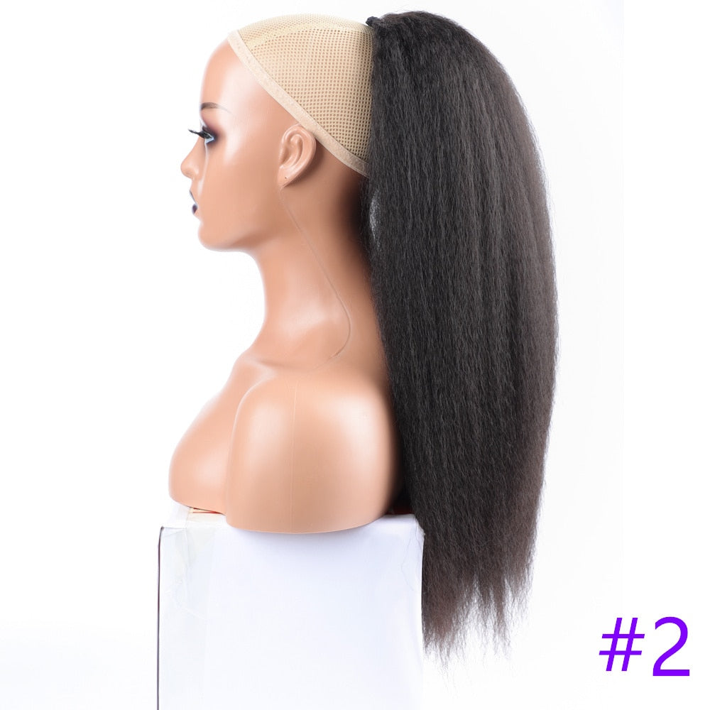 High Puff Afro Kinky Straight Ponytail Synthetic Black Woman Hair Drawstring Ponytail Long Hair Extension Ponytail For Women