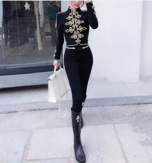 2023 New Winter Women Club Bandage Set Black White Tassel Tops&amp;Pant 2 Two Pieces Set Night Out Celebrity Evening Party Set