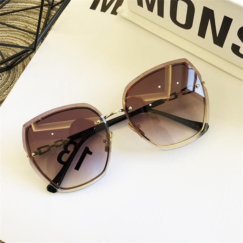 Famous Brand Design Rimless Women Sunglasses Luxury Glasses Lady Sun glass Woman 2023 Gradient Pink Blue Lens Eyeglasses Square