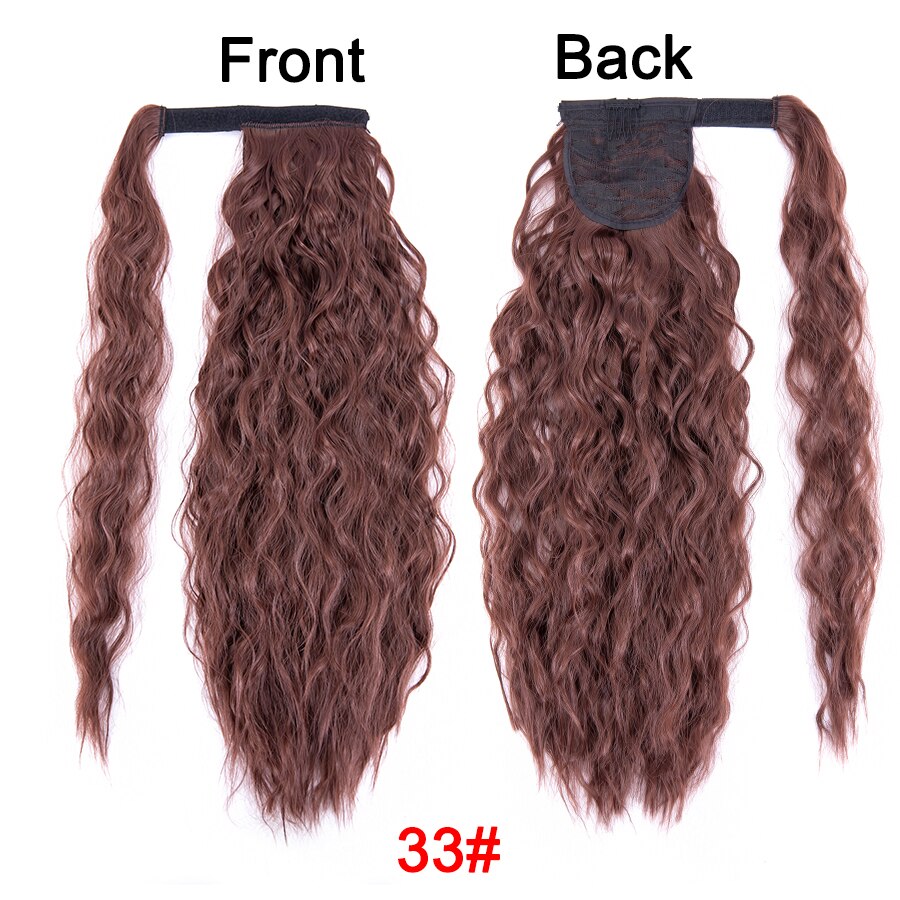 Synthetic Corn Wavy Ponytail 22Inch Long Curly Ponytail Wrap On Clip Hair Extensions Ombre Blonde Brown Fack Ponytail Hairpieces