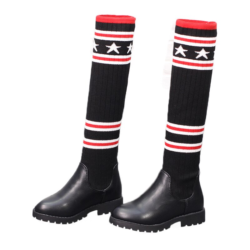kids shoes High Boots Girls Cool Fashion Stripe Over Knee-high boots Boy's Soft Sole Knitted Boots baby shoes