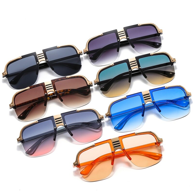 D&amp;T 2021 New Fashion Sunglasses Women Men Shield Gradients Lens Metal Alloy Frame Trend Luxury Brand Designer Sun Glasses UV400