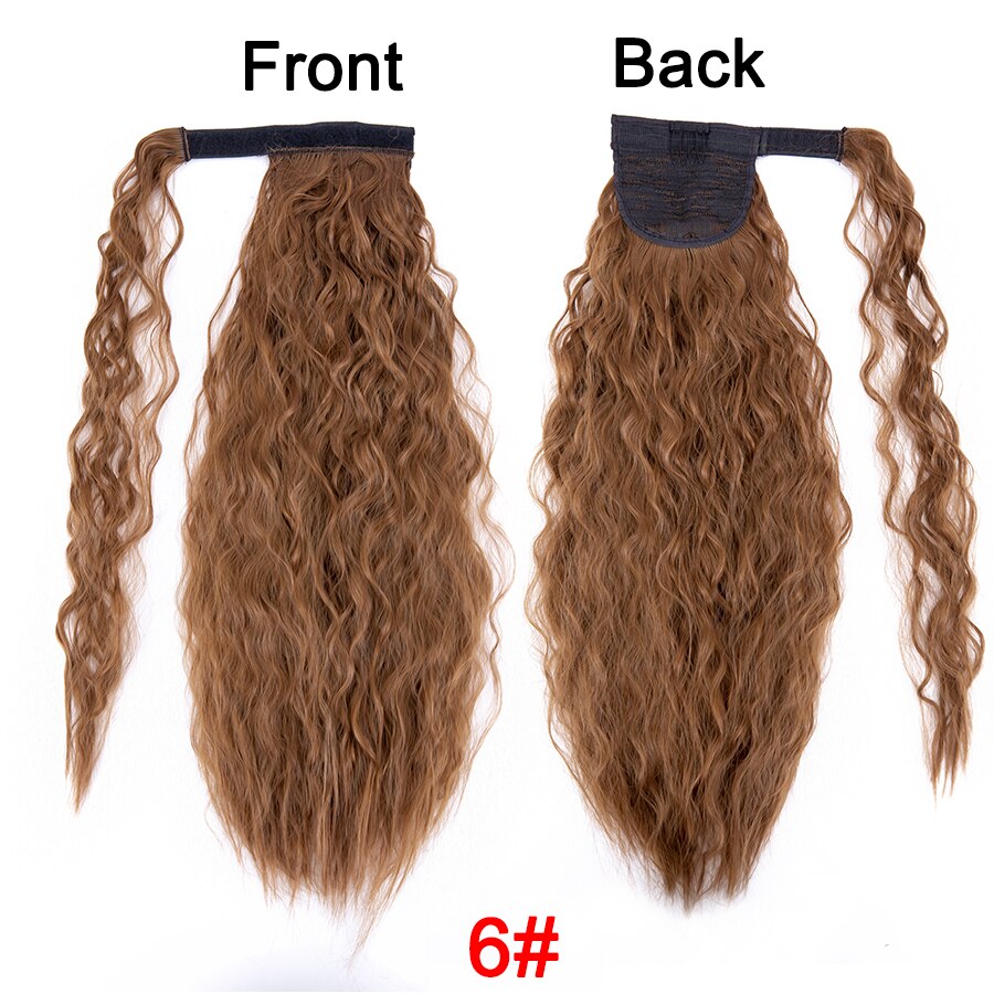 Synthetic Corn Wavy Ponytail 22Inch Long Curly Ponytail Wrap On Clip Hair Extensions Ombre Blonde Brown Fack Ponytail Hairpieces