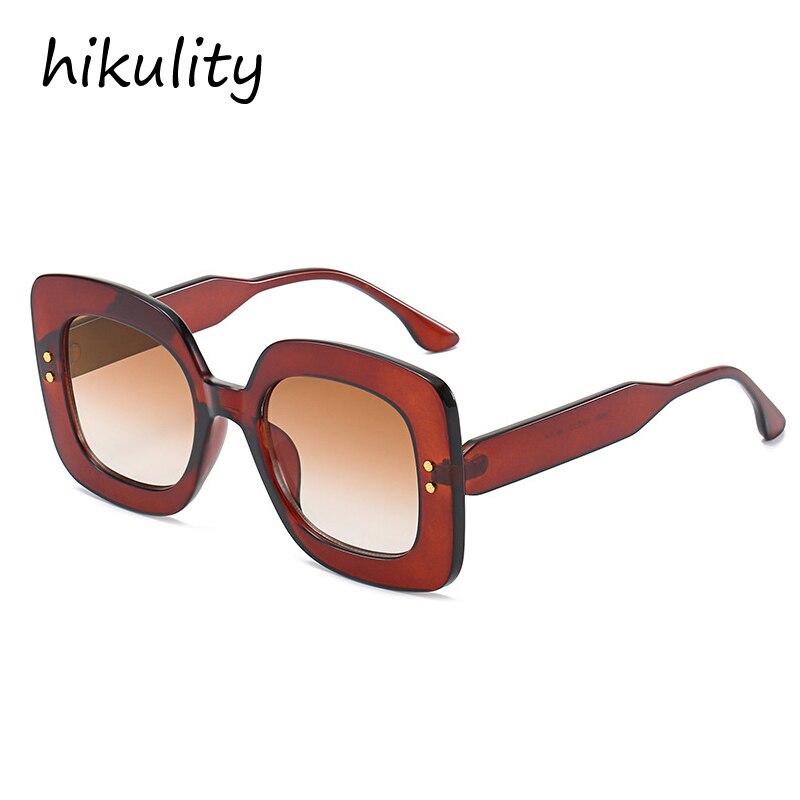Vintage Rivet Square Sunglasses For Women New Fashion Gradient Black Uv400 Sun Glasses Female Red Brown Elegant Shades Overszied