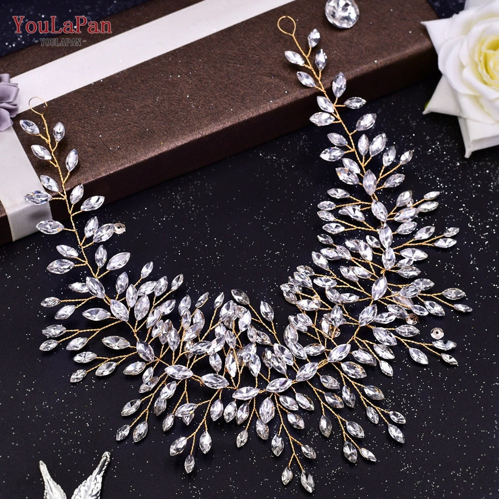 YouLaPan HP409 Wedding Woman Tiara Headdresses for Bridal Headband Wedding Hair Accessories Luxury Rhinestone Bride Headwear