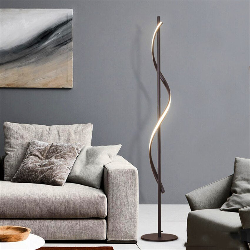 Nordic LED Spiral Floor Lamp Dimming Bedroom Living Room Restaurant Bedside Indoor Lighting Decorative Floor Lights Reading Lamp