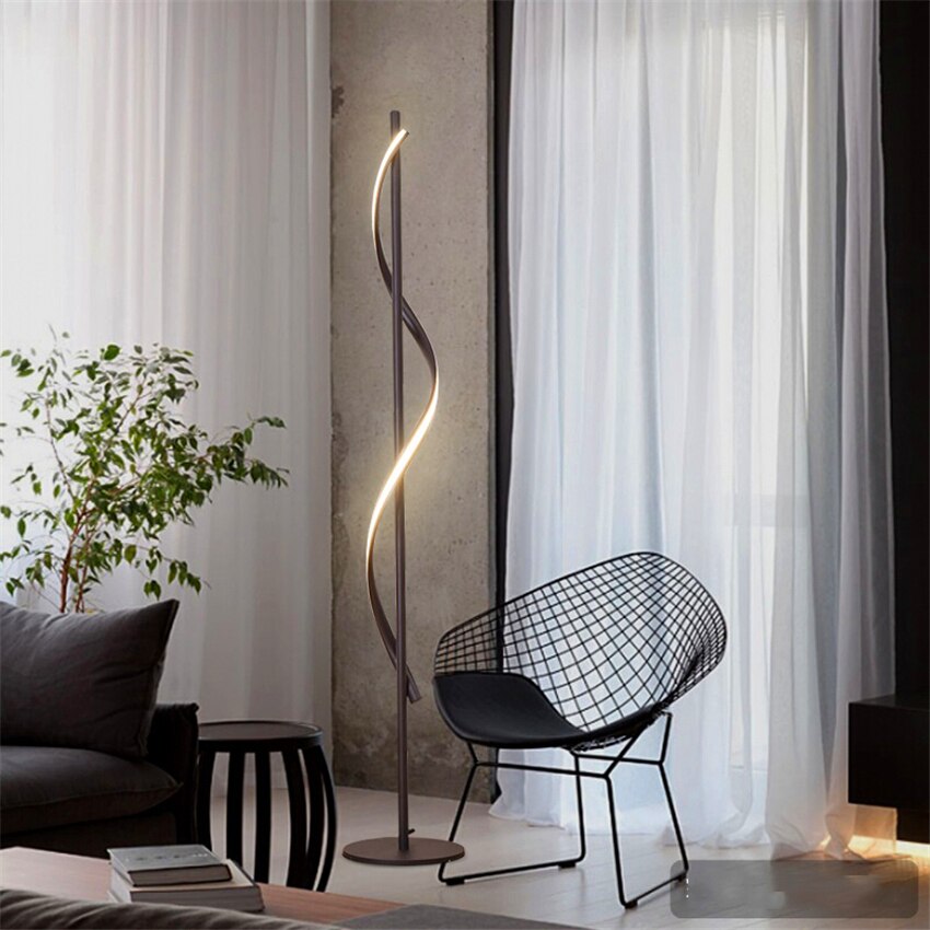 Nordic LED Spiral Floor Lamp Dimming Bedroom Living Room Restaurant Bedside Indoor Lighting Decorative Floor Lights Reading Lamp