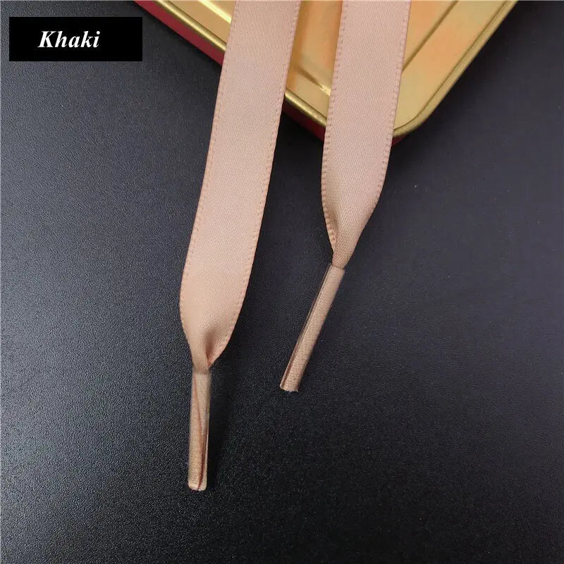 New 1Pair 1CM Width Satin Silk Ribbon Shoelaces 80/100/120/150CM Length Sneaker Sport Shoes Lace Adult Children's laces S2