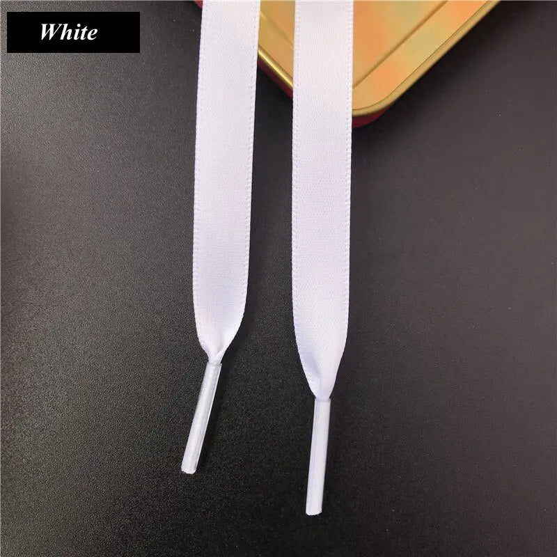 New 1Pair 1CM Width Satin Silk Ribbon Shoelaces 80/100/120/150CM Length Sneaker Sport Shoes Lace Adult Children's laces S2