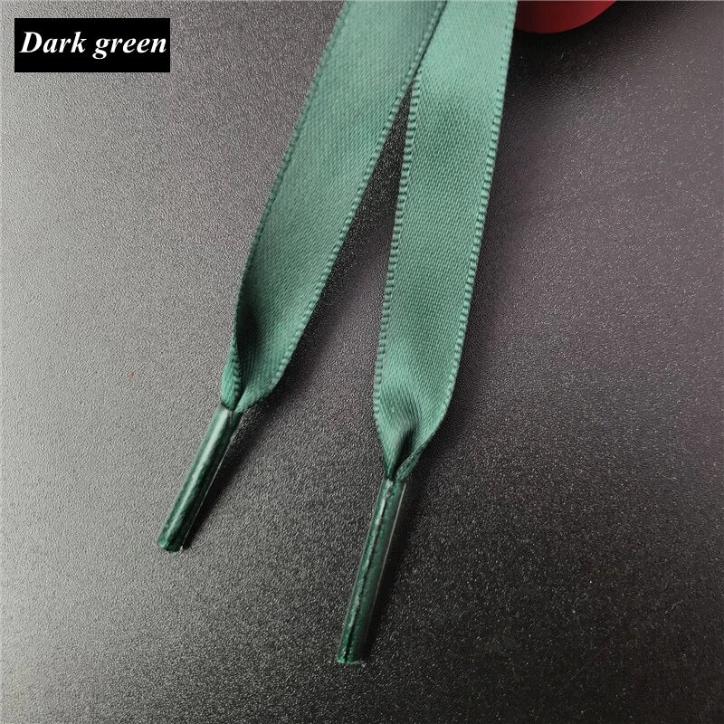 New 1Pair 1CM Width Satin Silk Ribbon Shoelaces 80/100/120/150CM Length Sneaker Sport Shoes Lace Adult Children's laces S2