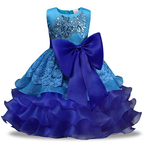 Formal Dress Ball Gown Elegant Dresses for Summer Girls 2022 Princess Party Dress Baby Kids Clothes Christmas Blue Child Gift