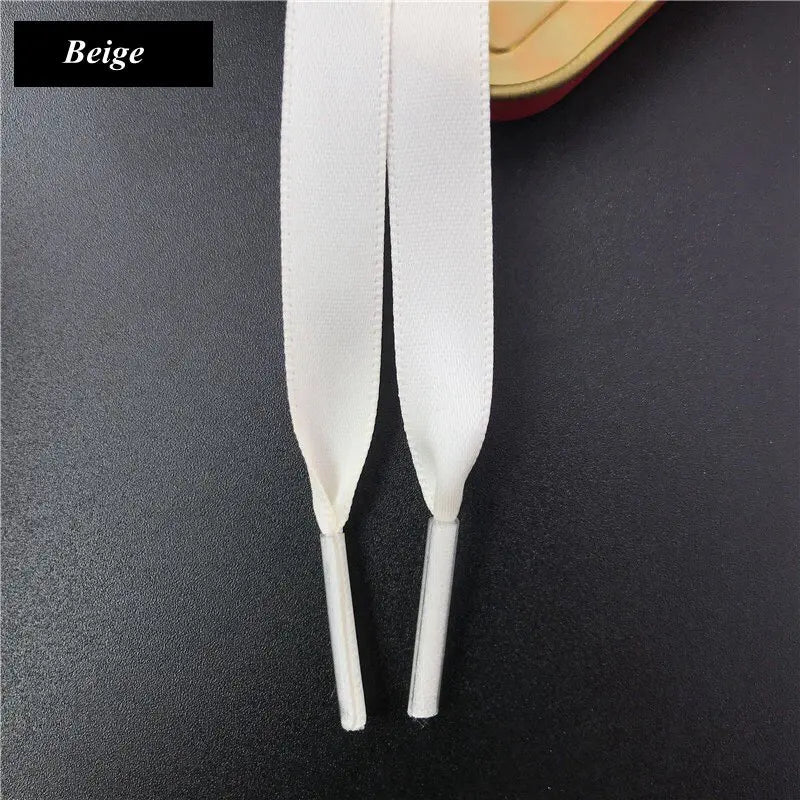 New 1Pair 1CM Width Satin Silk Ribbon Shoelaces 80/100/120/150CM Length Sneaker Sport Shoes Lace Adult Children's laces S2