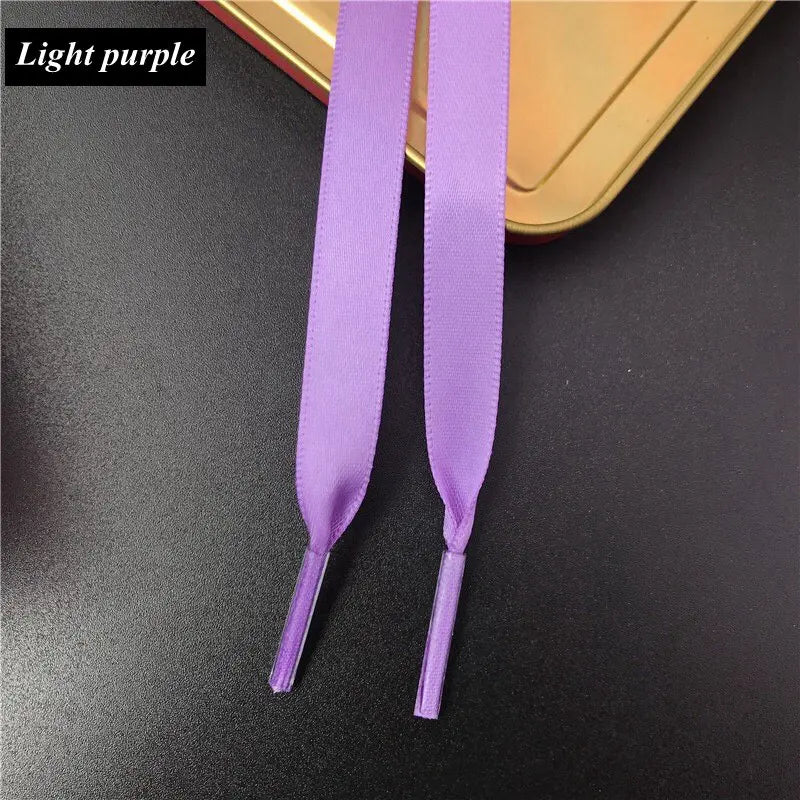 New 1Pair 1CM Width Satin Silk Ribbon Shoelaces 80/100/120/150CM Length Sneaker Sport Shoes Lace Adult Children's laces S2