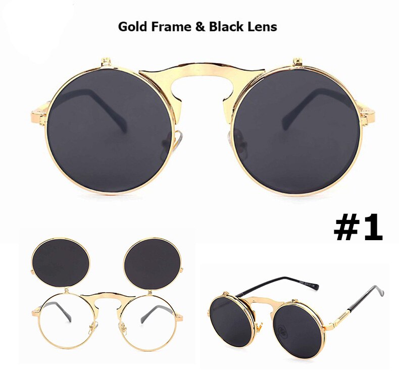 JackJad 2020 Fashion Steampunk Gothic Vintage Clamshell Sunglasses Men Women Personality Round Style Sun Glasses Oculos De Sol