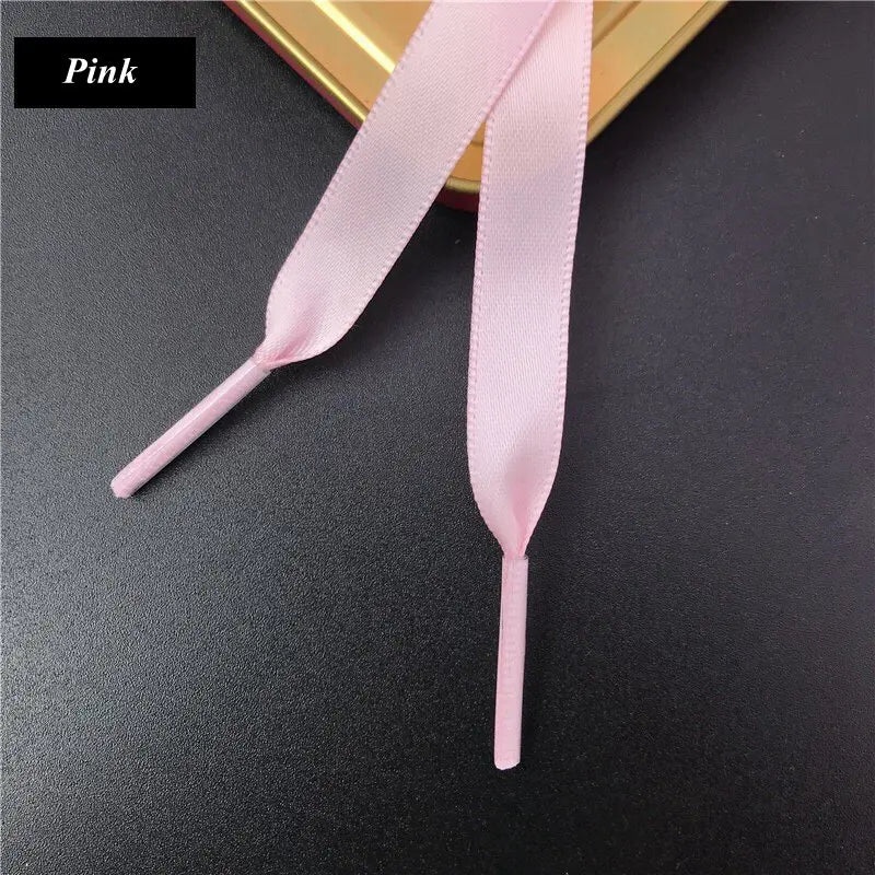 New 1Pair 1CM Width Satin Silk Ribbon Shoelaces 80/100/120/150CM Length Sneaker Sport Shoes Lace Adult Children's laces S2