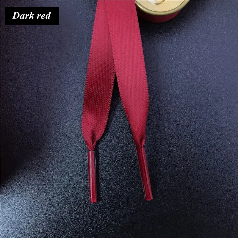 New 1Pair 1CM Width Satin Silk Ribbon Shoelaces 80/100/120/150CM Length Sneaker Sport Shoes Lace Adult Children's laces S2