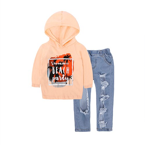 Fashion Style for girls of Chiffon long sleeves Tops with Stars Printed  + jeans pants in autumn sets children's clothes ST316