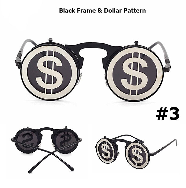 JackJad 2020 Fashion Steampunk Gothic Vintage Clamshell Sunglasses Men Women Personality Round Style Sun Glasses Oculos De Sol